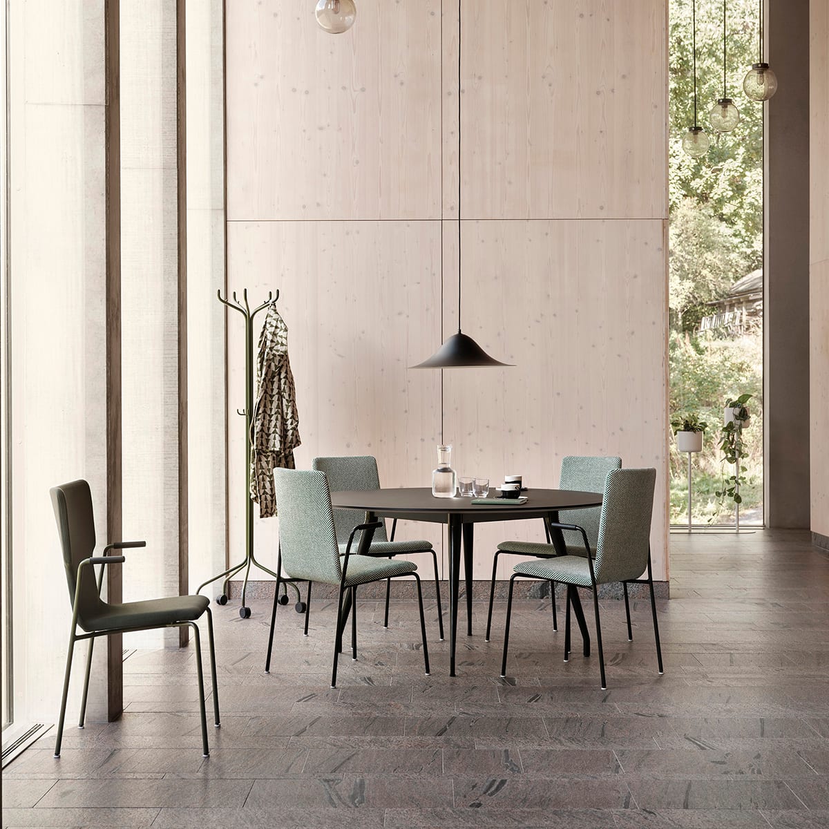 Bombito High chair by Jonas Lindvall for Skandiform – high-back version in oak or ash with teflon glides, optional stained finish and padding