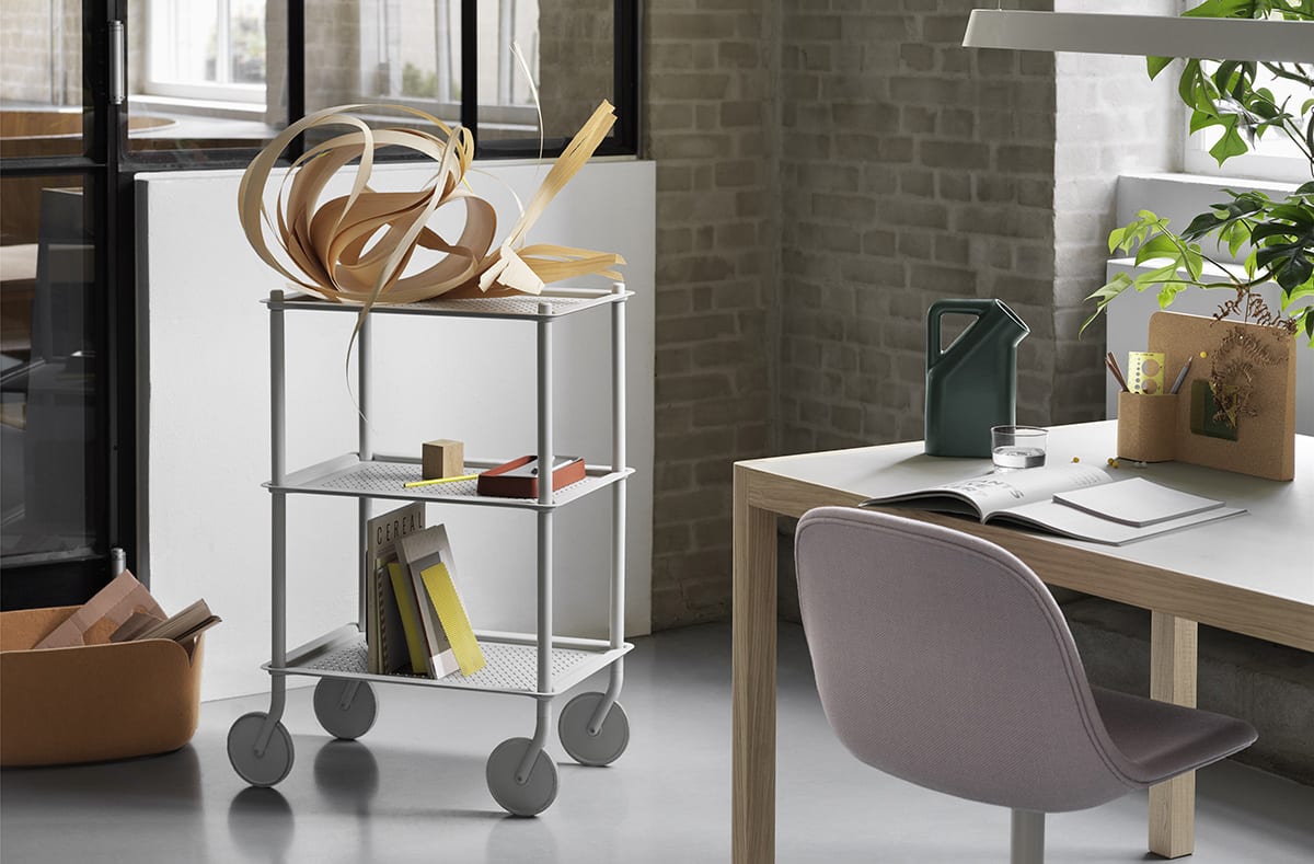 Flow Trolley 3 Layer Grey Workshop Table Fiber Side Swivel Grey Twill Weave 620 Story Pinboard Linea... | Scandinavian Design