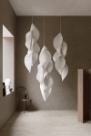 Shell Acoustic Pendant overview by Monica Förster Design Studio showing sculptural hemp fiber shells sound absorption