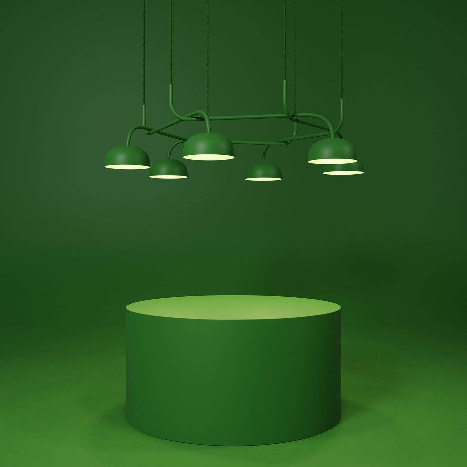 Curve Crown pendant with interlinked arms creating circle dance effect by Front for Zero Lighting