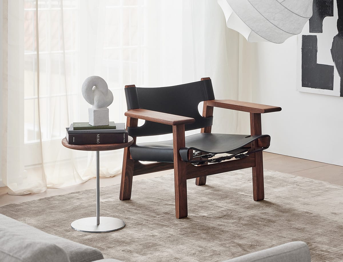 Spanish Chair in American walnut with saddle leather by Børge Mogensen for Fredericia