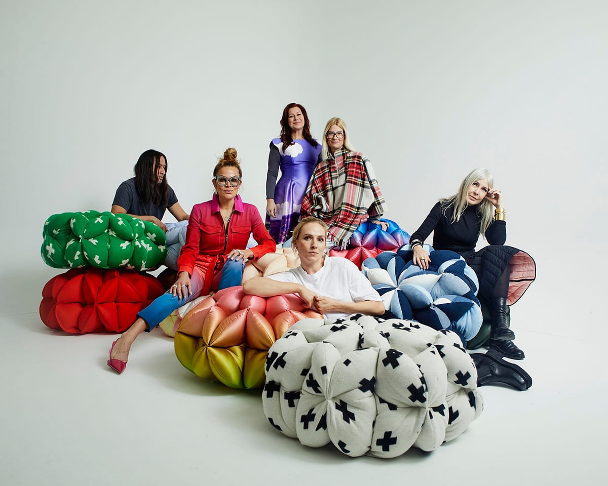 Lumi pouf by Lisa Hilland for Together initiative with snowflake pattern and sustainable construction