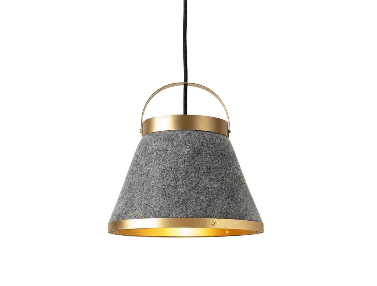 Precious pendant lamp Anna Kraitz Örsjö Swedish wool brushed brass sustainable lighting acoustic design