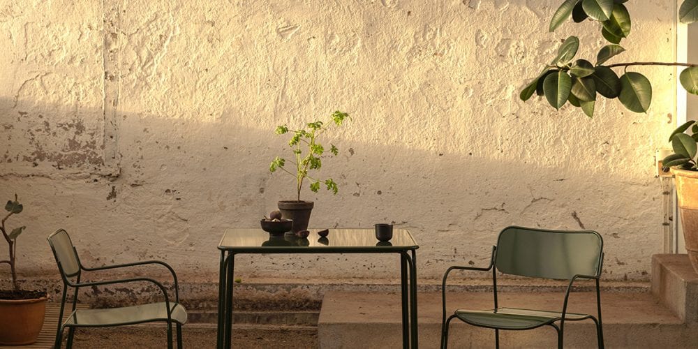Libelle collection showing chair table variations Andreas Engesvik Grythyttan Stålmöbler outdoor furniture