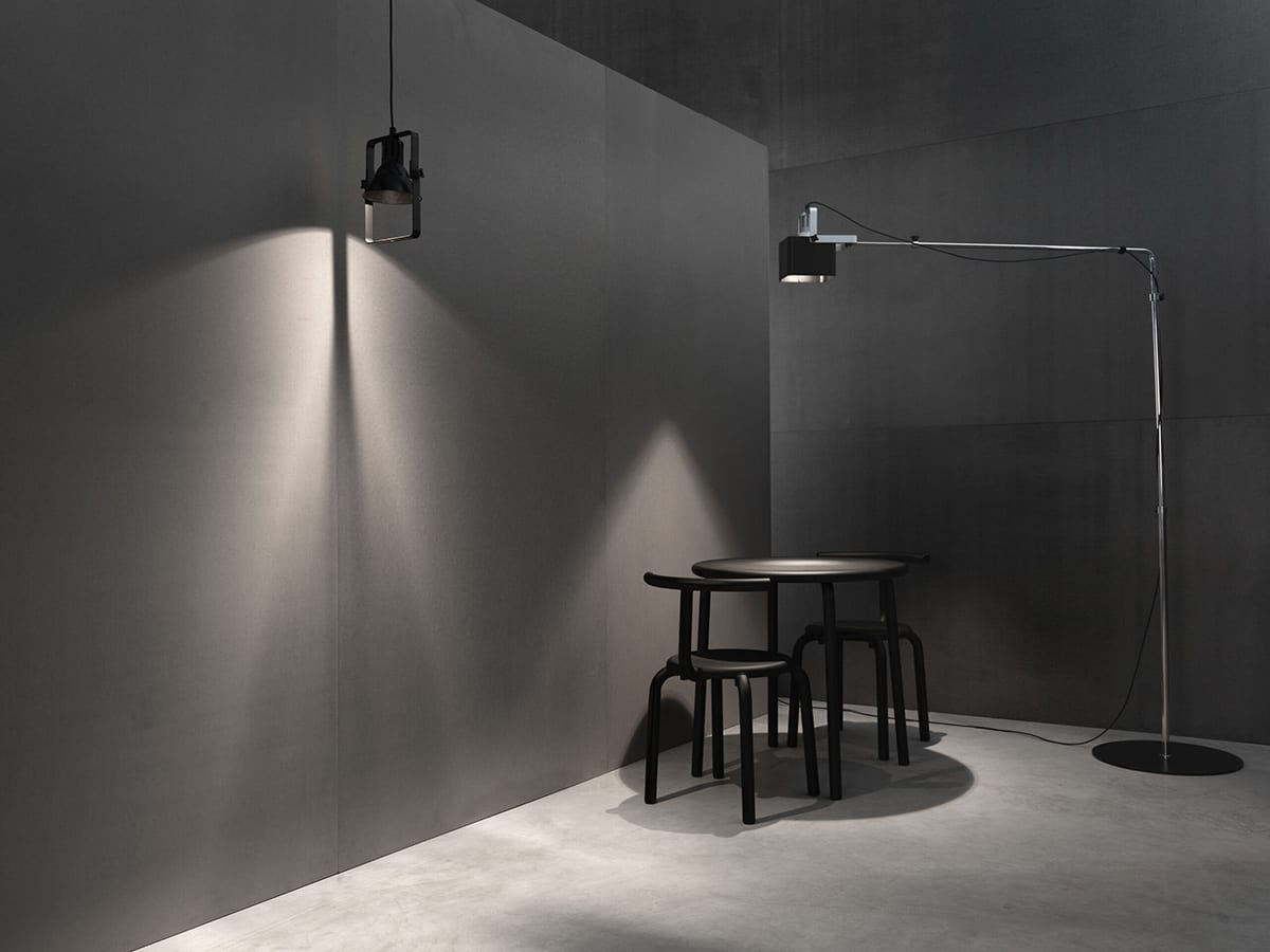 YK100 luminaire system by Yrjö Kukkapuro for Blond featuring aluminum shades spotlights pendants floor lamps