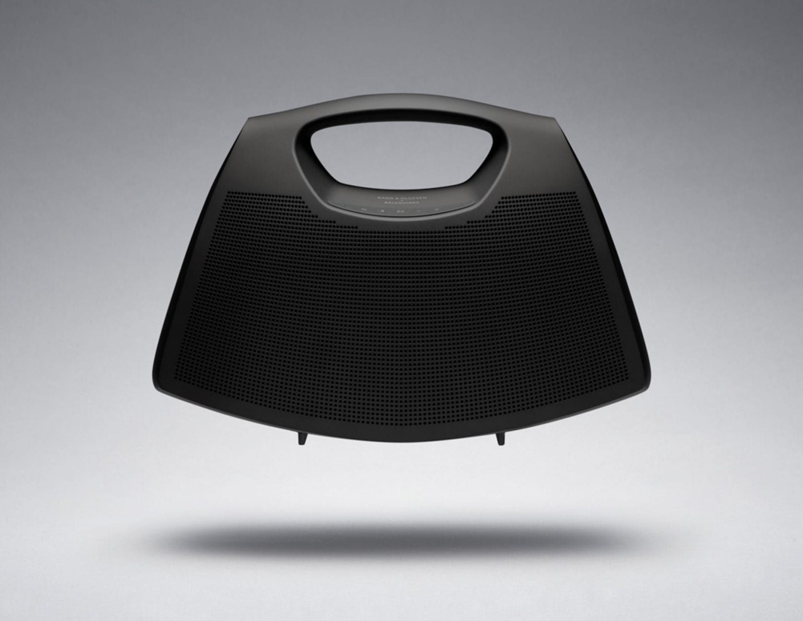 Balenciaga Bang Olufsen Speaker Bag luxury collaboration featuring aluminum construction and Bluetooth audio