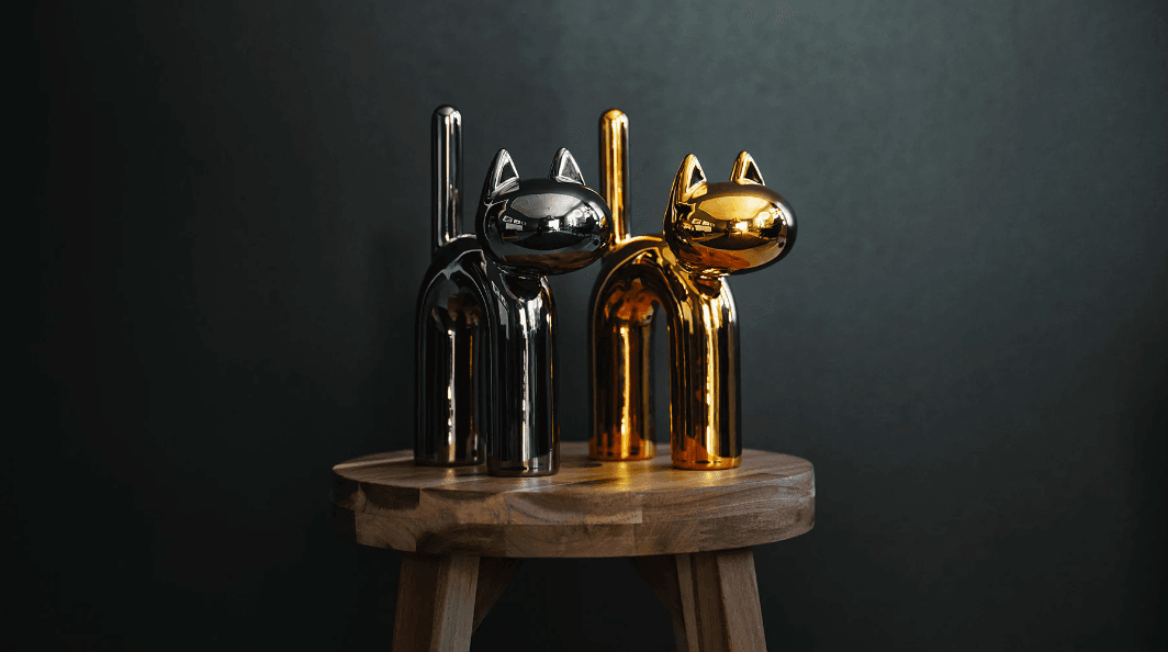 Mini Kisu cat figure Eero Aarnio Finnish design ceramic sculpture adorable curved tail minimalist home