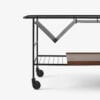 &tradition Alima trolley by Note Design Studio featuring V-shaped book storage and leather-wrapped handle