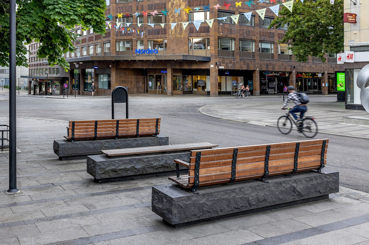 Nola Kajen wall-mounted bench by Thomas Bernstrand featuring sustainable pine and steel construction