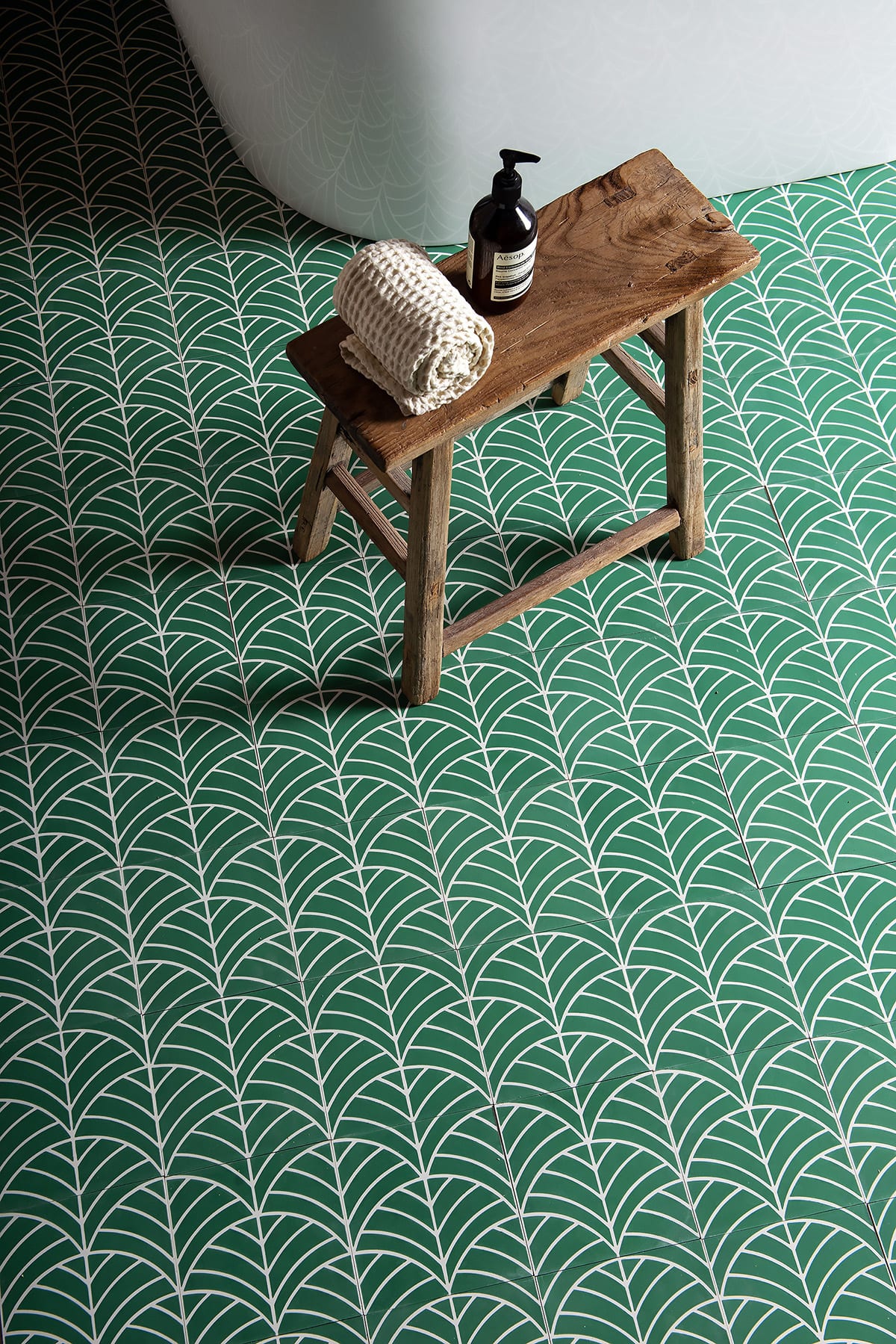 Anki Gneib Leaves Trees patterns overview Marrakech Design showing Viking mythology Yggdrasil inspiration handmade cement tiles