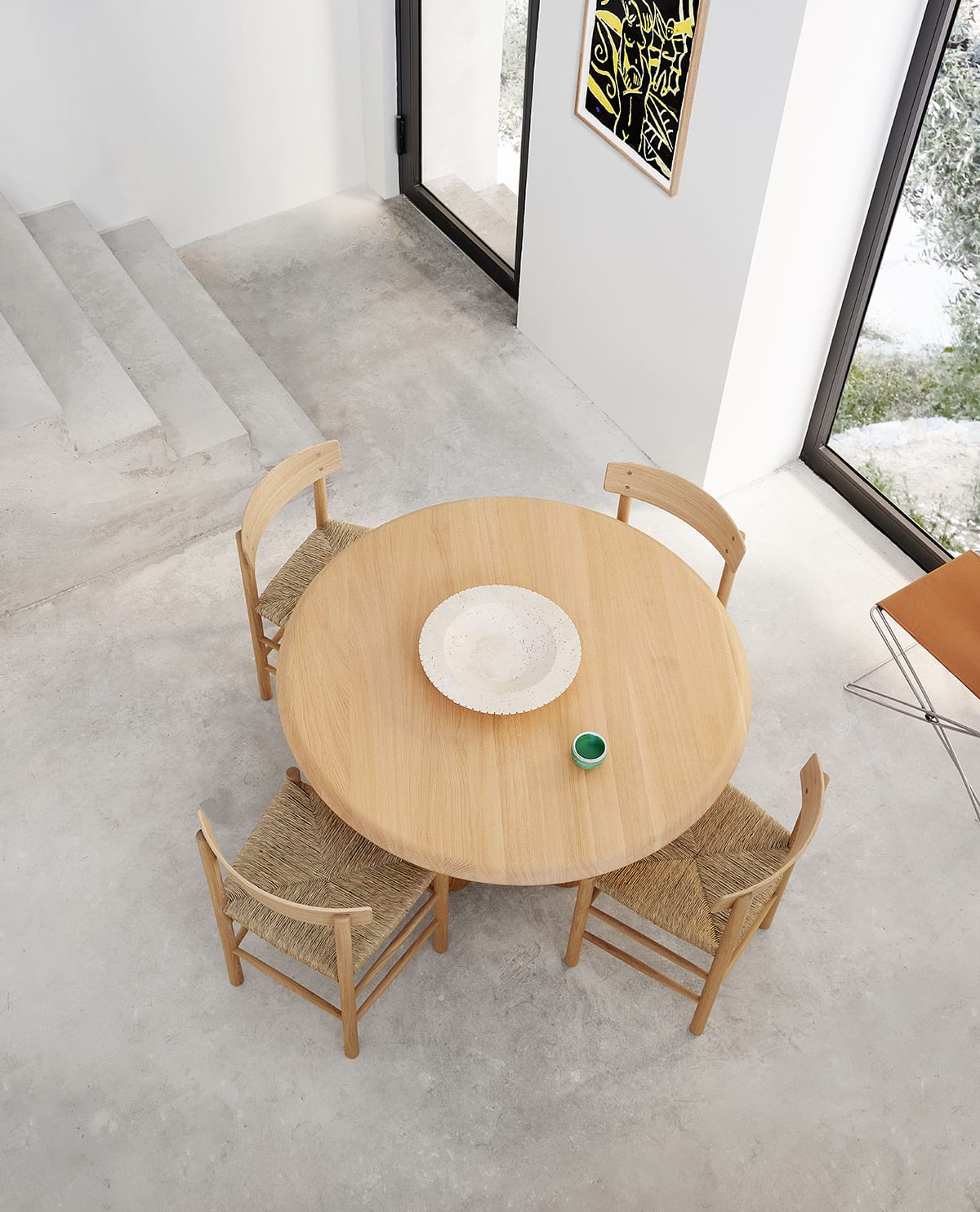 J39 Mogensen 75th Anniversary chair by Fredericia showcasing iconic Danish design with sedge grass seat and oak frame