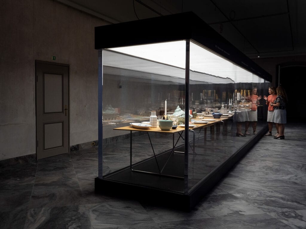 Boris Berlin Little Table Cover Thyself exhibition design showcasing 500 years Danish tableware collection
