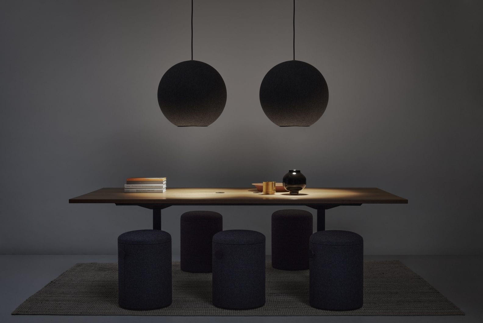 Moon lighting acoustics overview by Thomas Bernstrand for Abstracta combining illumination and sound absorption