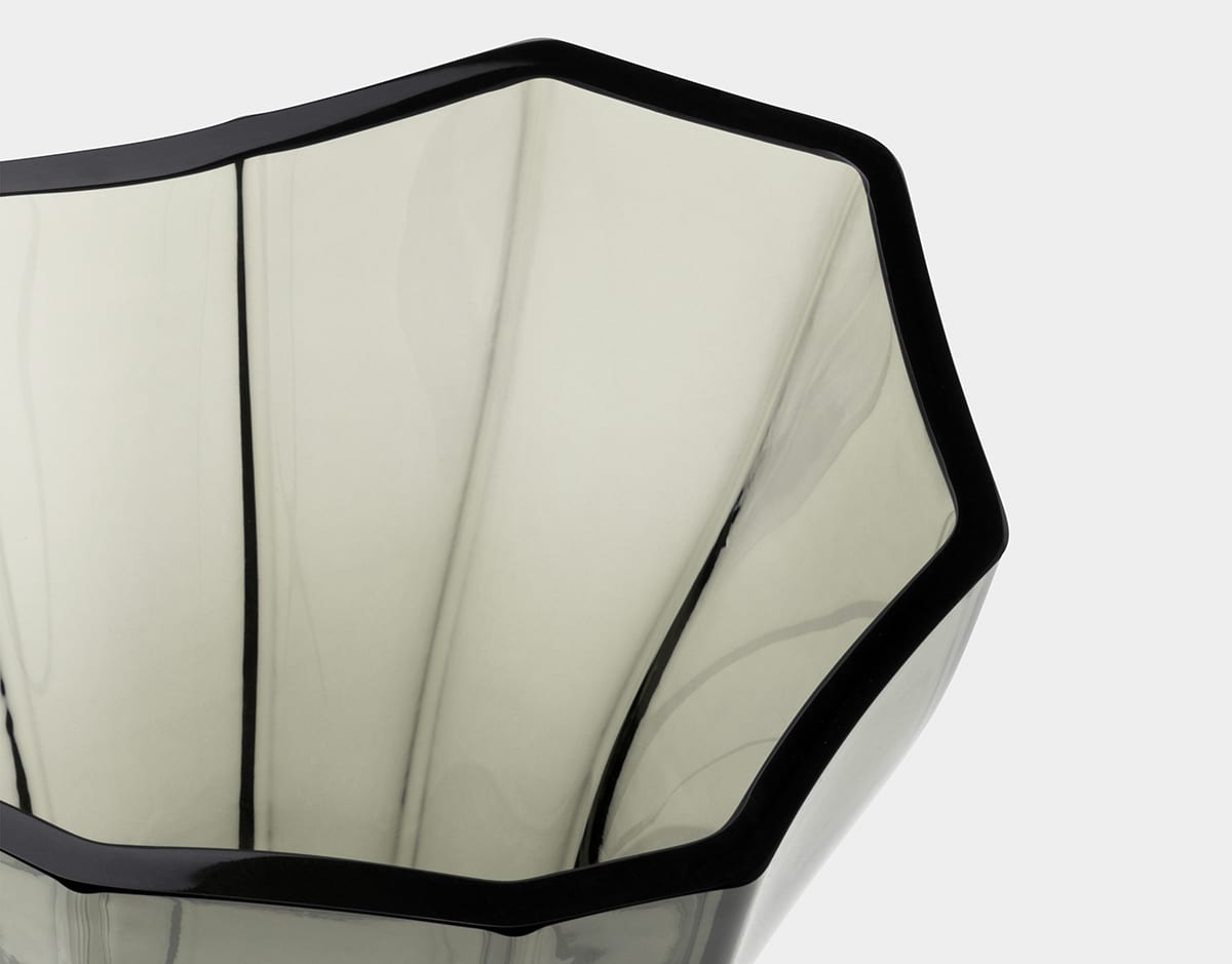 Detail view of Reed vase showing Monica Förster's signature fold lines creating organic movement in glass
