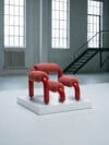 Lobster armchair Martin Thübeck Nola award winning Ung Svensk Form 2019 bent steel padded seat learning environments