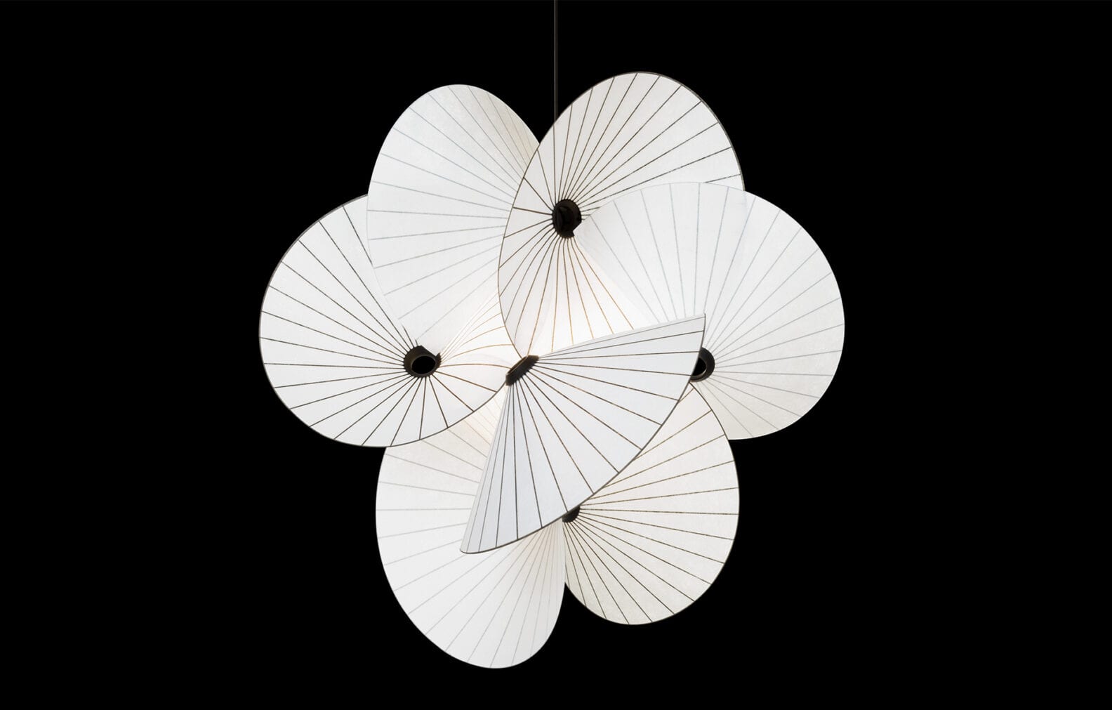 Serpentine Light Front design Moooi airy suspension lamp elaborate twists turns paper inspiration Sofia Lagerkvist Anna