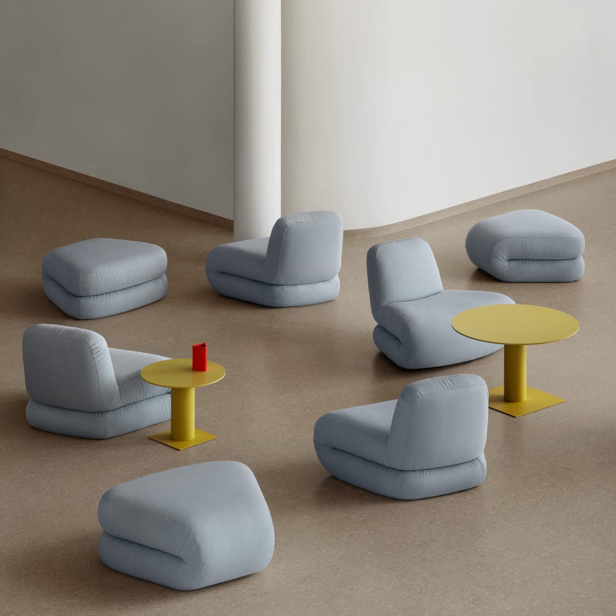 Lammhults Bau Modularseating Lightblue Ciao Table Yellow | Scandinavian Design