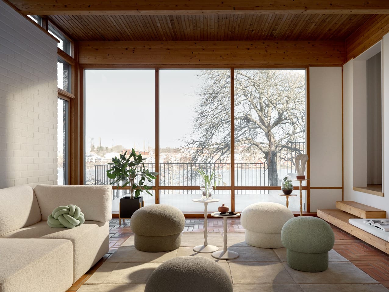 Uno pouf featuring minimalist geometric form designed by Claesson Koivisto Rune for Design House Stockholm