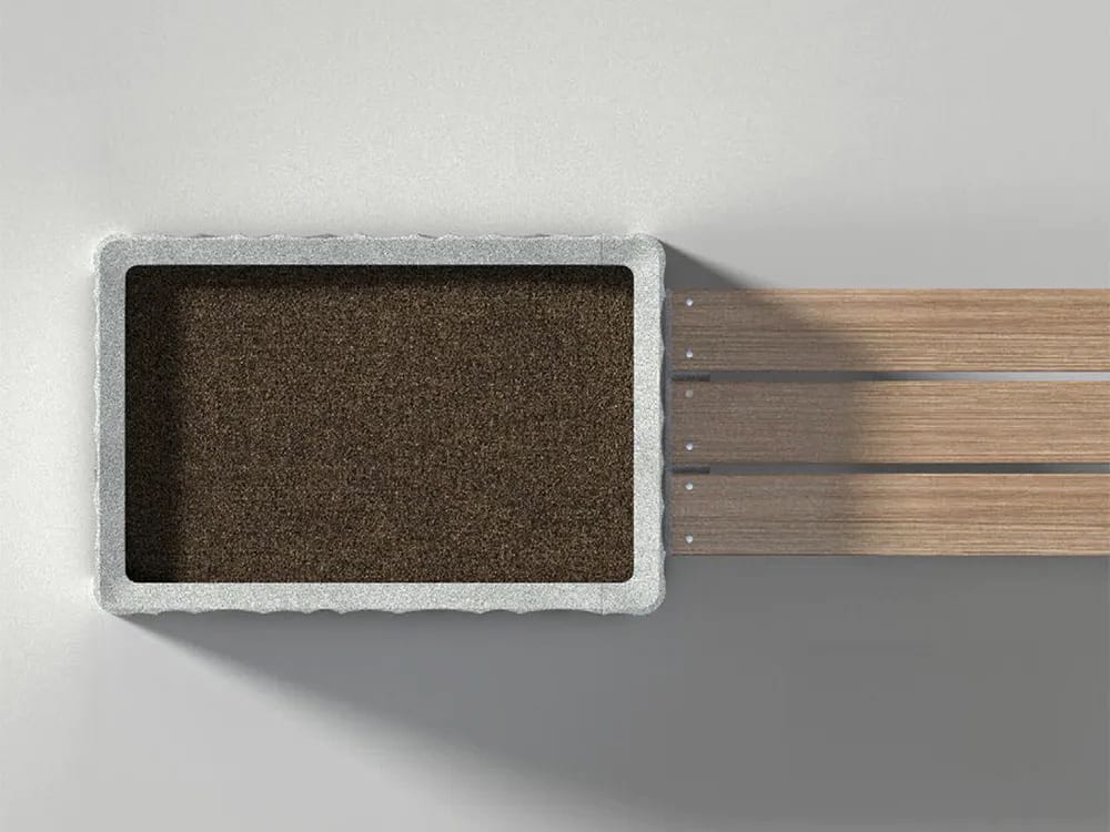 Kolonn bench by Jesper Ståhl for Byarums Bruk featuring distinctive ribbed profile matching planter series