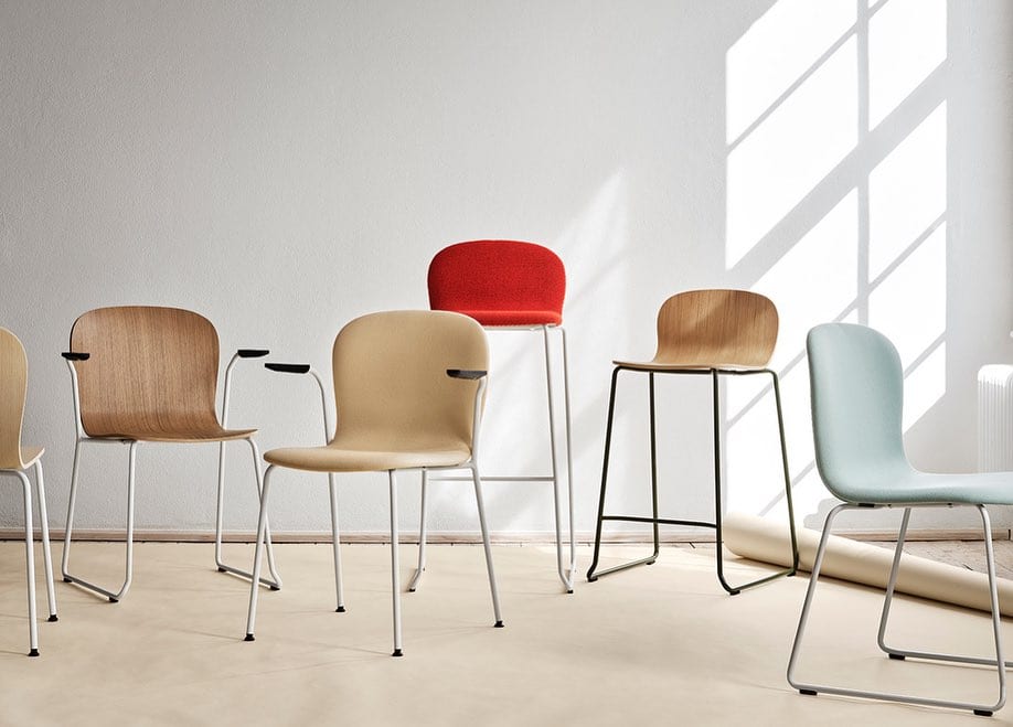 Complete Alba furniture series showcasing various pieces and their spatial relationships within Skandiform's contemporary range