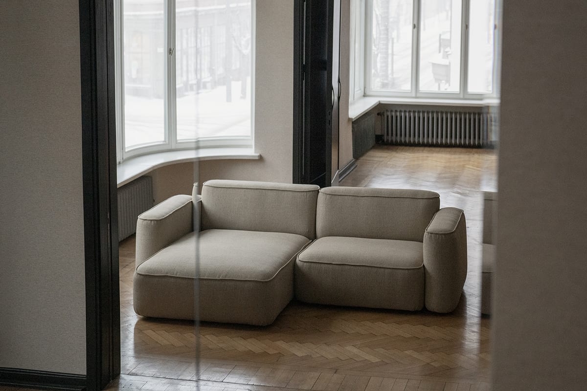 Sustainable Patch by Massproductions featuring distinctive lozenge-shaped backrest with minimal foam usage