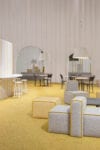 The Yellow Thread bar and stage area designed by Färg & Blanche for Stockholm Furniture Fair with playful textural elements