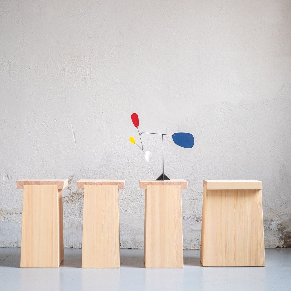 Multifunctional stool V.JS.01 by Johan Skoogh for Verk in solid Swedish pine, visible dovetail joint