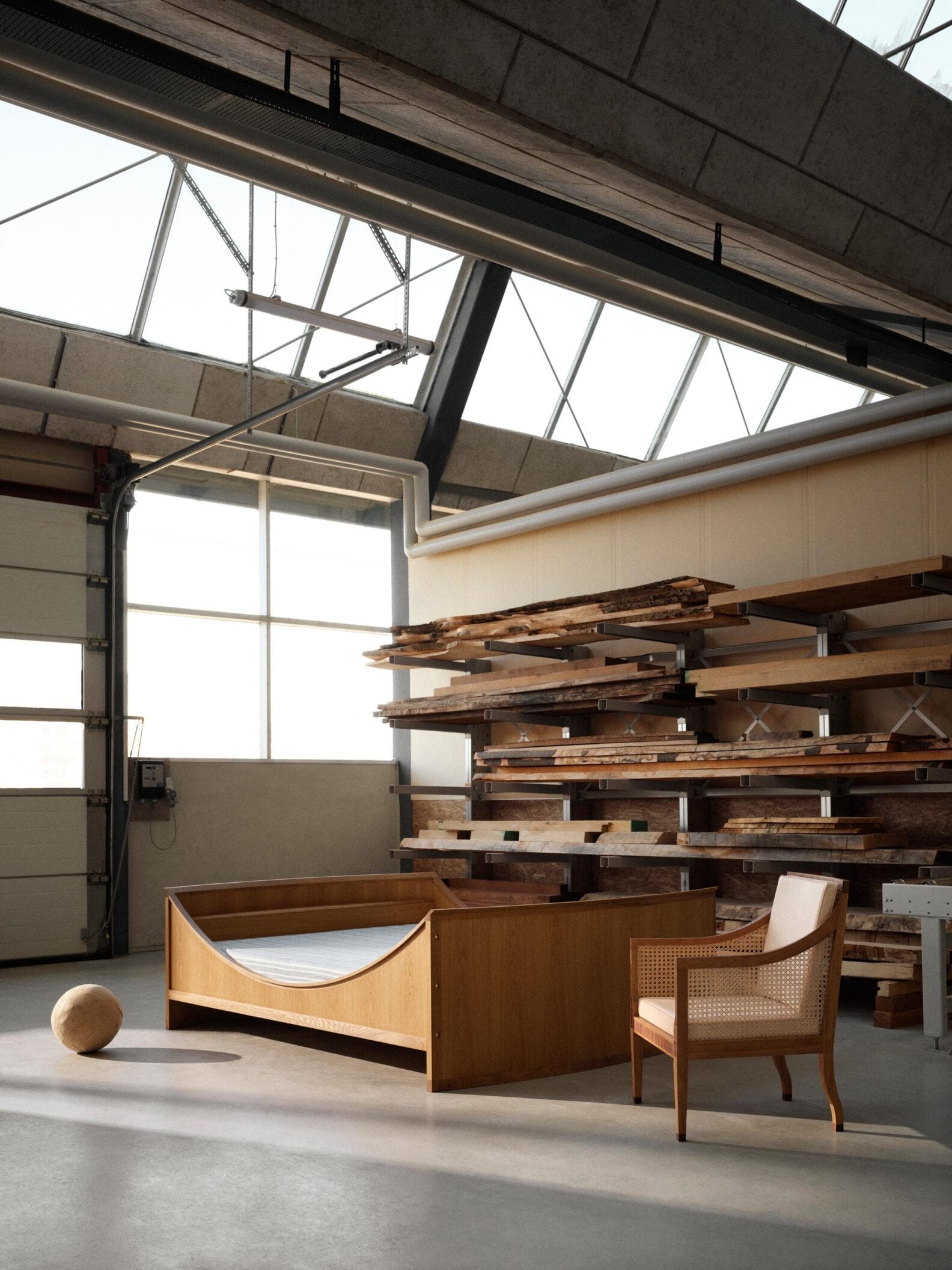 Historic English Chair and Spherical Bed masterpieces by Kaare Klint from 1930s for Carl Hansen & Søn