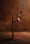 MUSEUM collection by TAF Studio for String expanding with red rust side table that complements the established design family