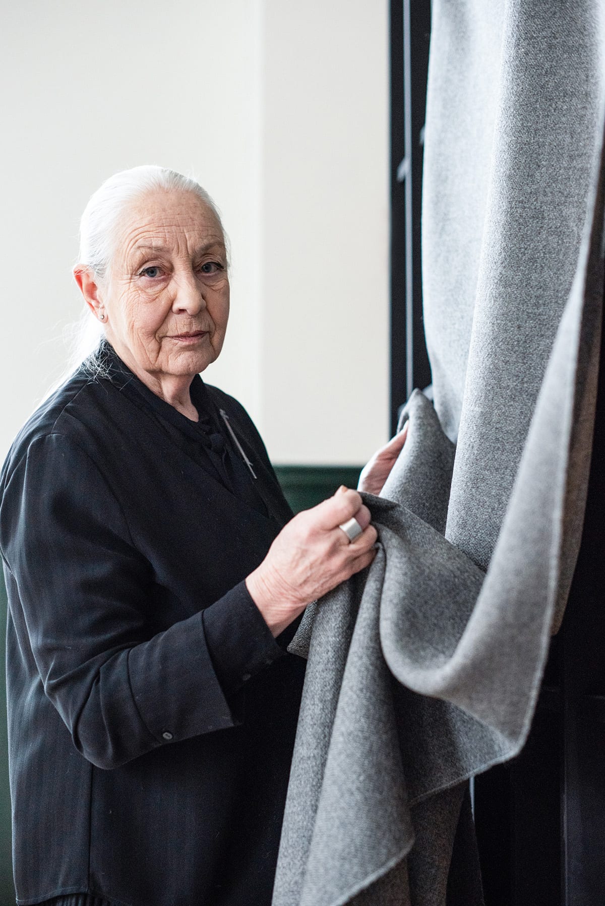 VERK textile developed in collaboration with Ingegerd Råman featuring minimalist pattern with refined geometric precision