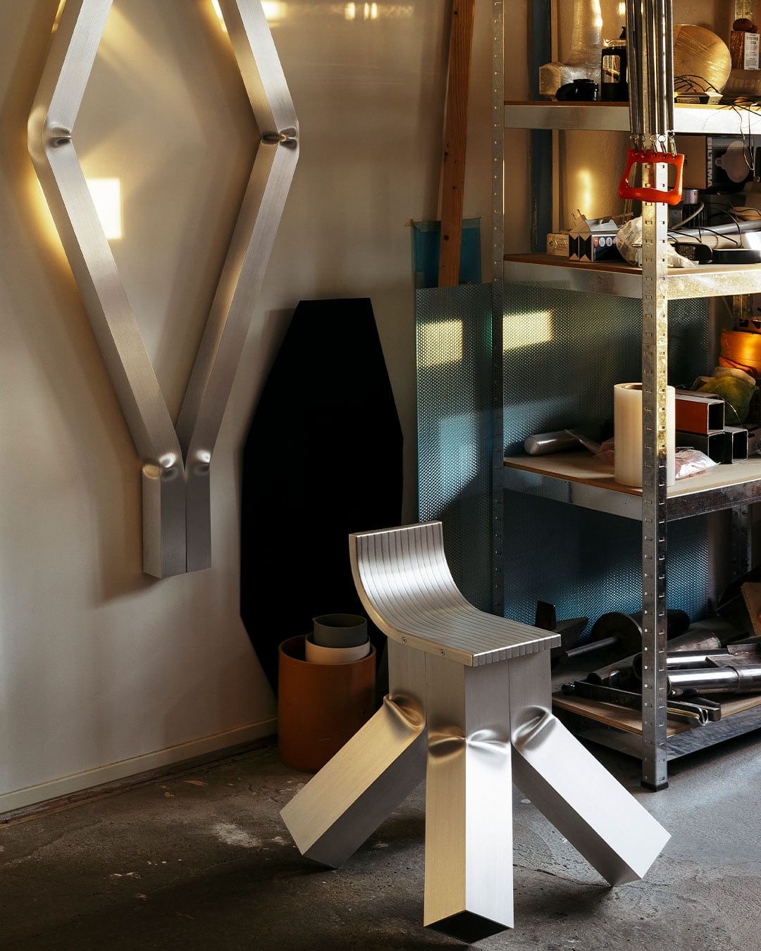 Detail of David Taylor's SPECIAL EFFECTS showing unconventional material combinations and finish treatments