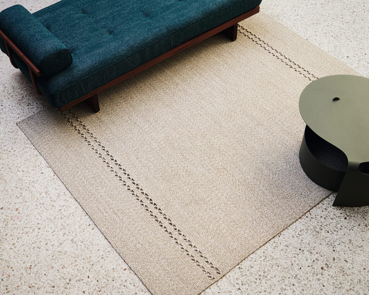 Kvadrat's new rug collection featuring the company's first outdoor rugs designed for exterior environments with textile expertise