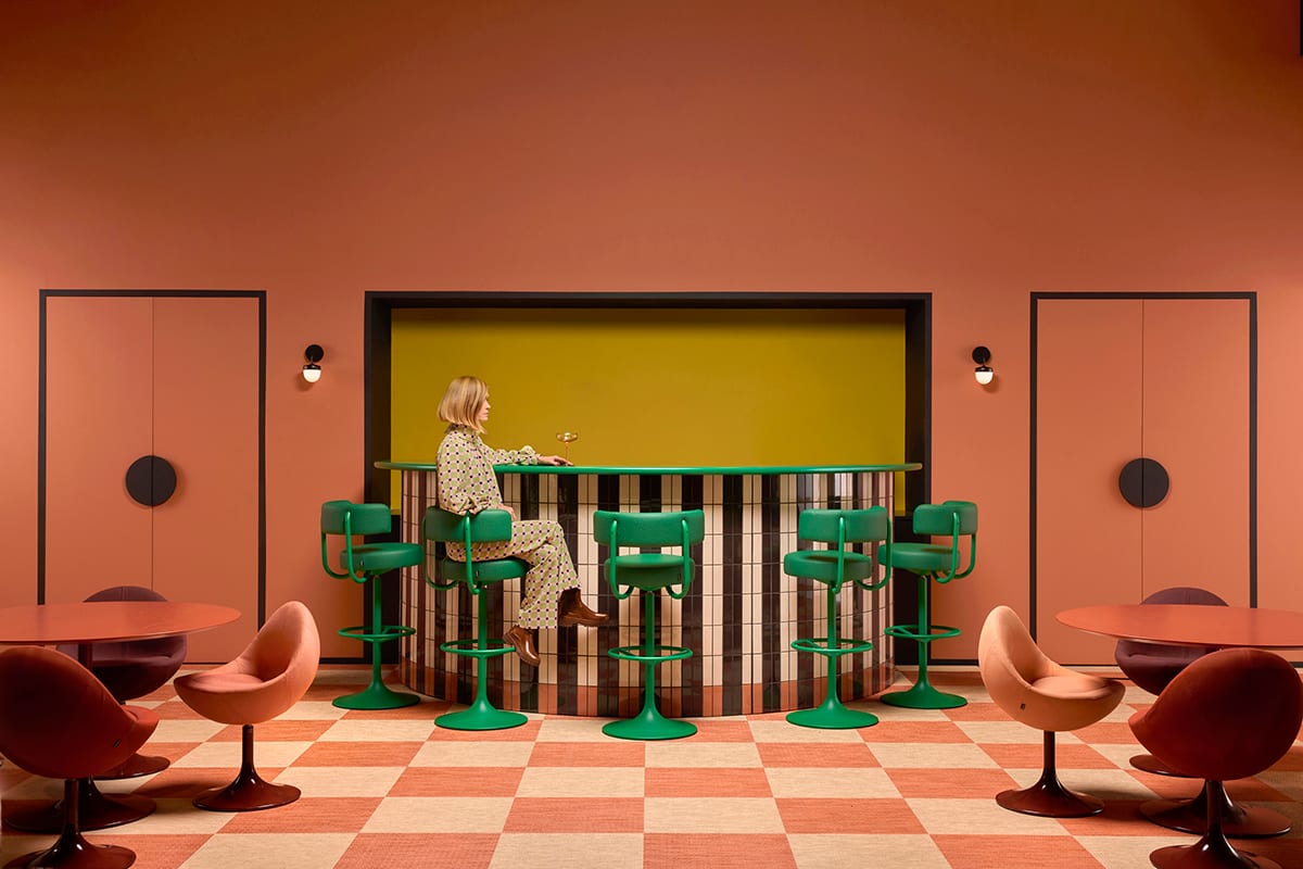 Johanson Design x Tekla colorful furniture installation at Stockholm Furniture Fair 2025 featuring vibrant textiles