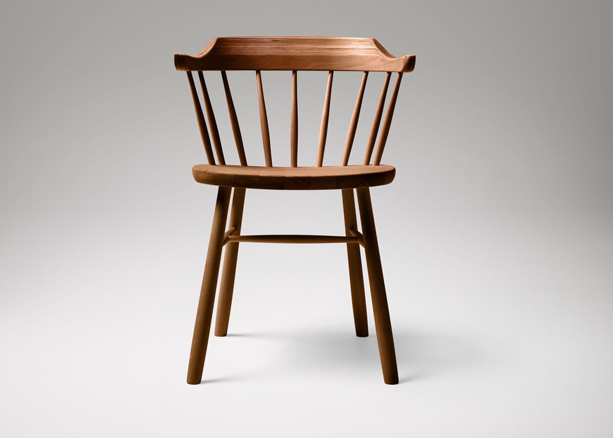 Vintage and relaunched Småland Bistro chairs side by side demonstrating the faithful reproduction of Yngve Ekström's timeless Swedish design