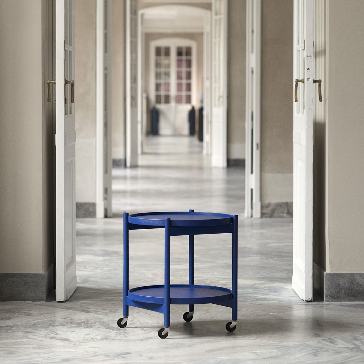 Hans Bølling's iconic Tray Table in Designmuseum Danmark's signature indigo blue, limited edition of 500 pieces