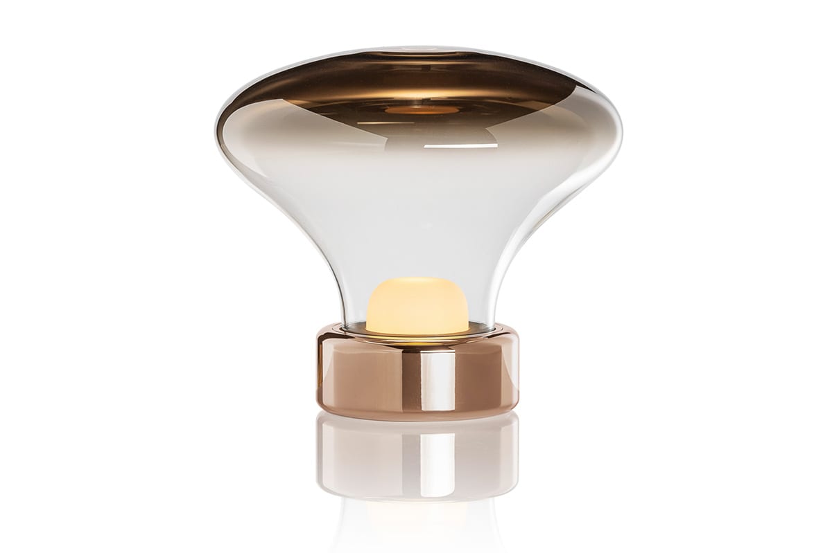 Nebula Baby Table Lamp featuring organic form with gradient reflective dome and borosilicate glass by Claesson Koivisto Rune