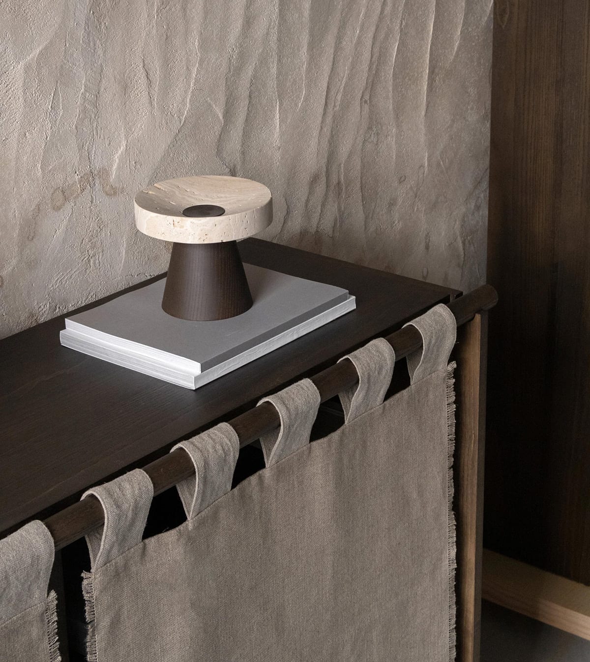 Veil Cabinet by Silje Nesdal integrated into a serene living space, demonstrating its versatility and elegant presence.