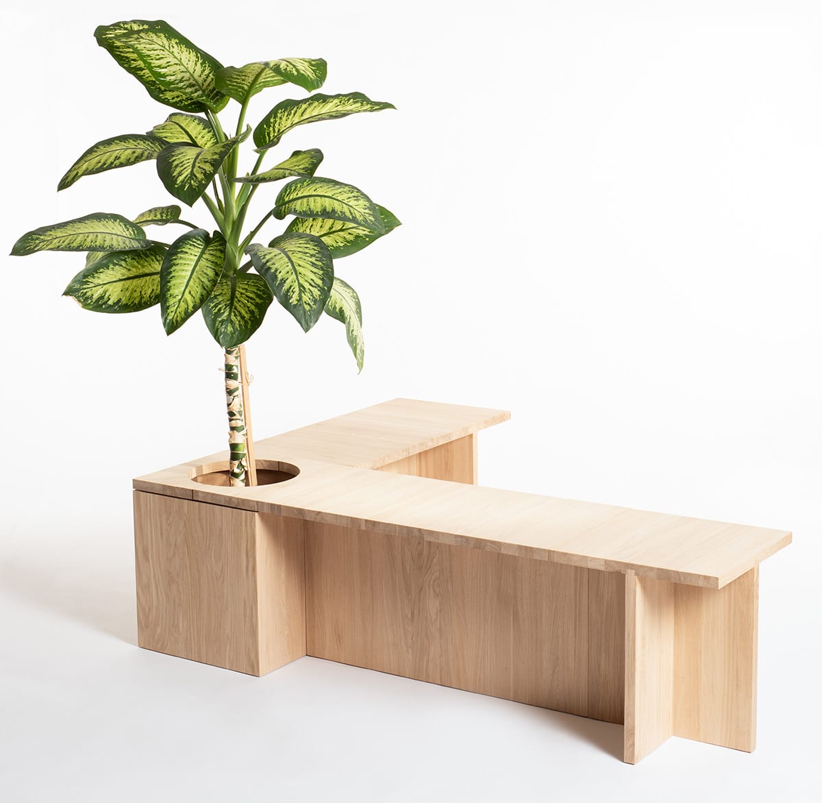 VERK V.TB.01 seating system studio shot displaying natural Swedish oak grain and minimalist design