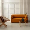 Boxlike sofa by Anna von Schewen for Fogia, geometric form two-seater and three-seater