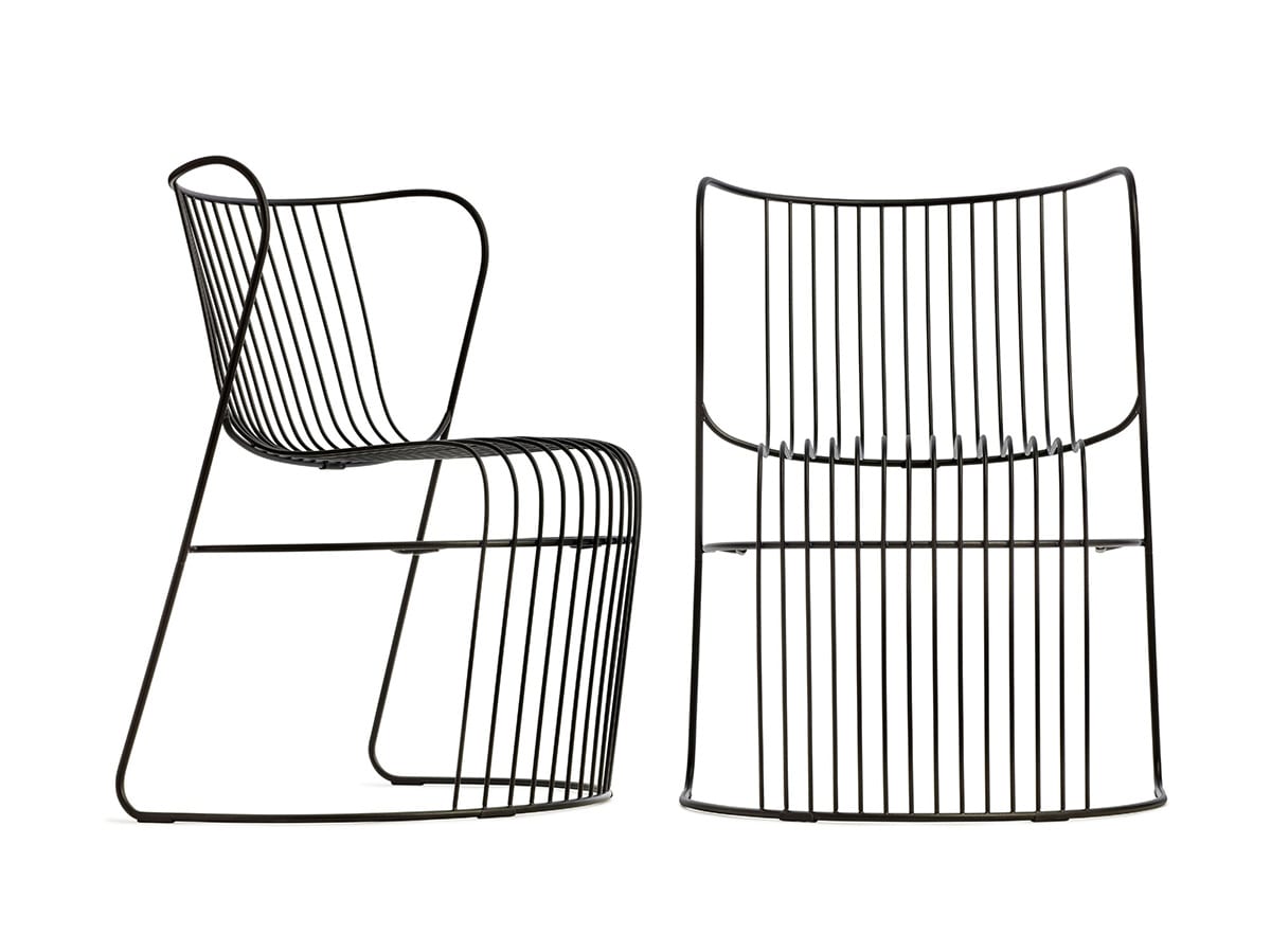 Kaskad steel furniture by Björn Dahlström for Nola featuring curved ribbons and water-inspired flowing design