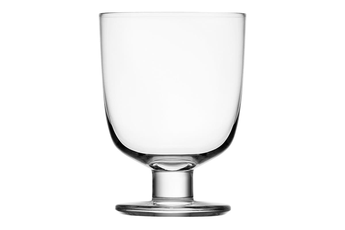 Matti Klenell Lempi glass side profile demonstrating clean goblet shape and stackable functionality for Iittala