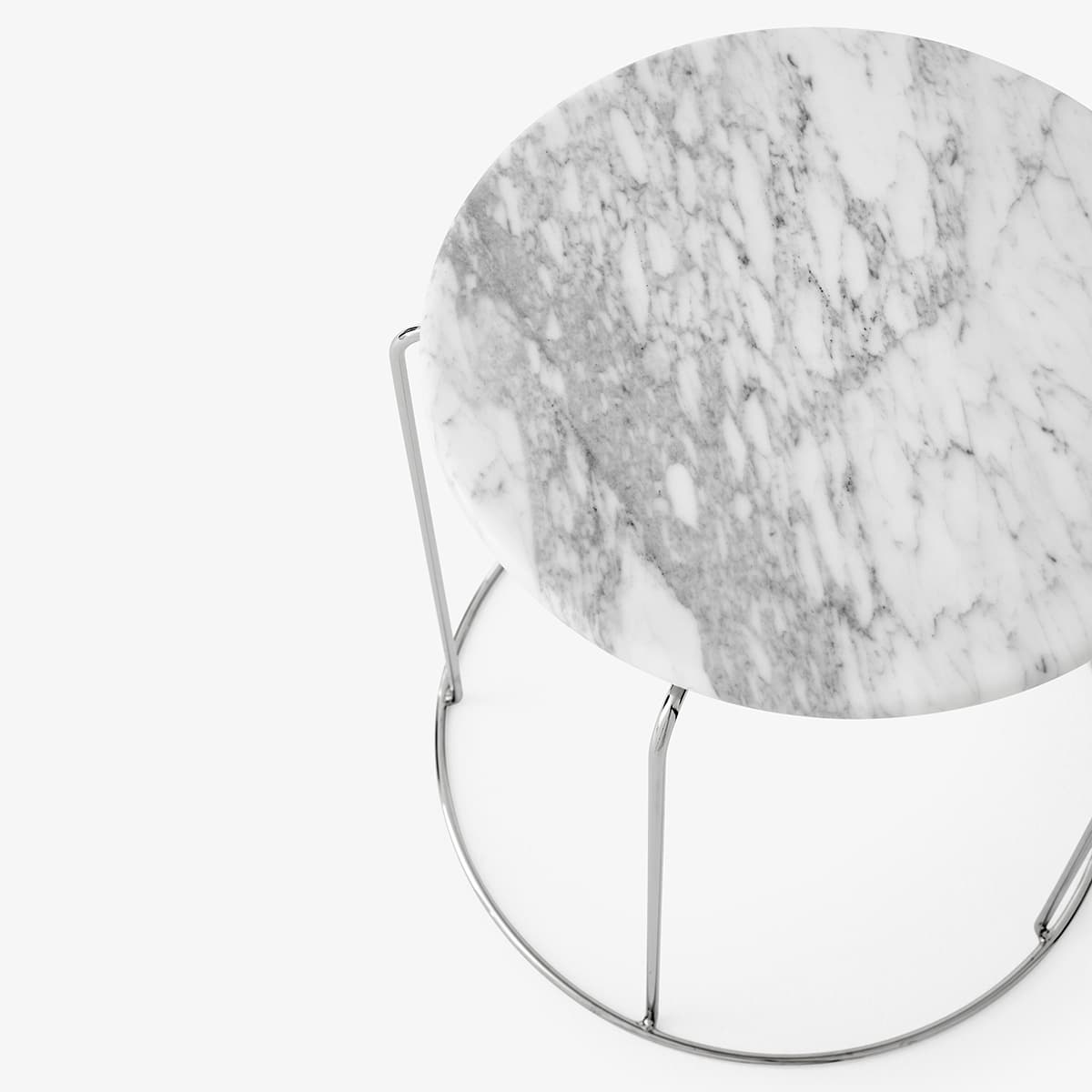 Wire-stool-marblebiancocarrara-verner-panton | ScandinavianDesign.com