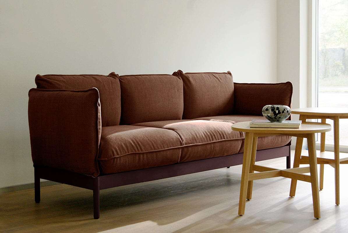 Cirrus sofa by Pierre Sindre with FSC-certified oak frame and customizable upholstery for NC Nordic Care environments