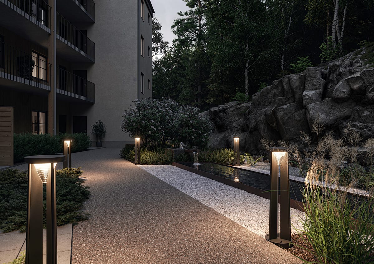 Triad Pollare Gatuvy Modern architectural lighting Triad by Dalsgaard & Jeppesen in a public environment. Zero.