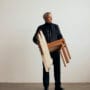 Martin Kechayas, whose early prototypes used Scots pine offcuts from Børsen’s reconstruction, photographed with The Børsen Chair.