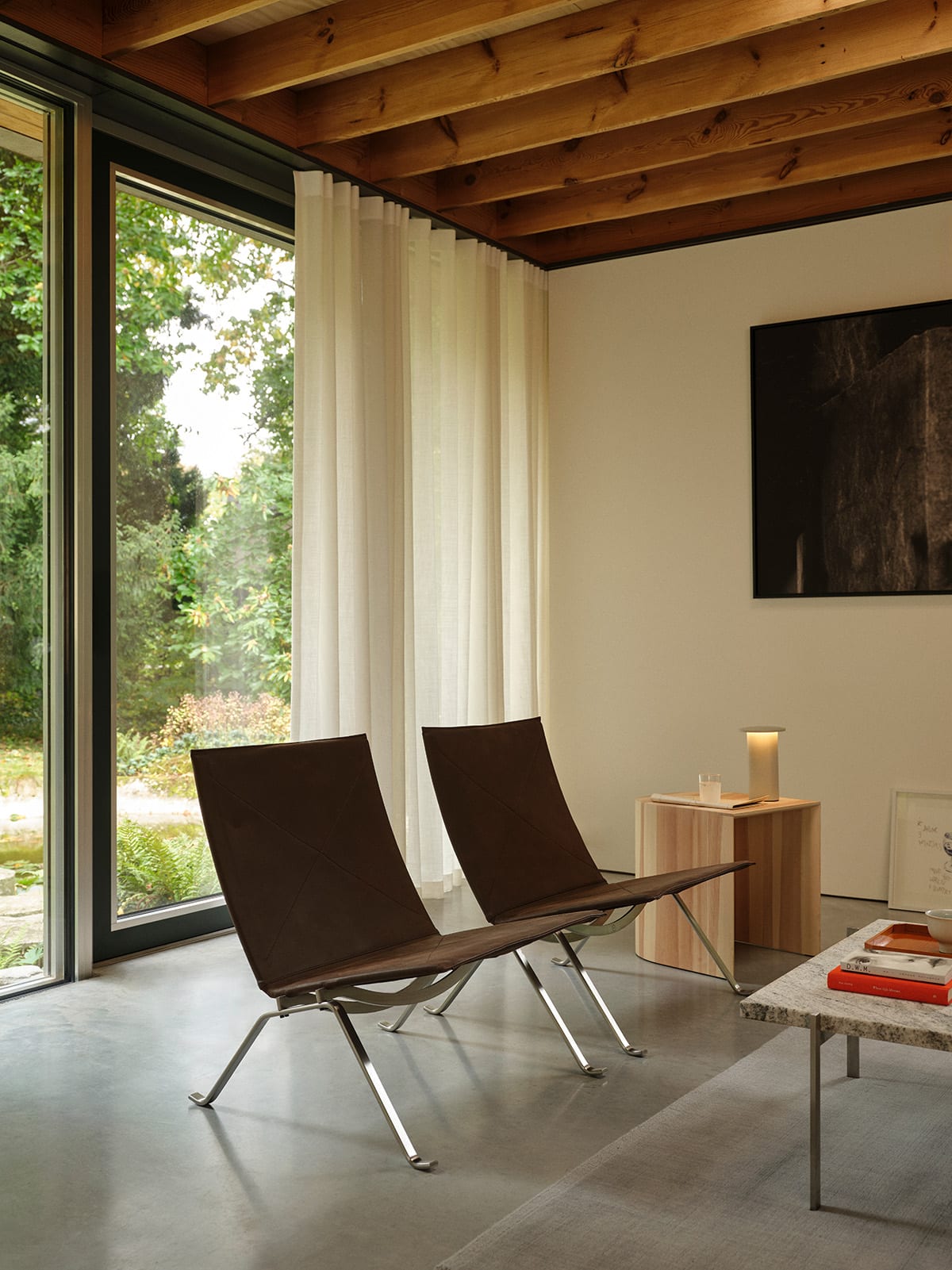 PK22 chair by Poul Kjærholm in Haze aniline leather on brushed steel frame, Fritz Hansen