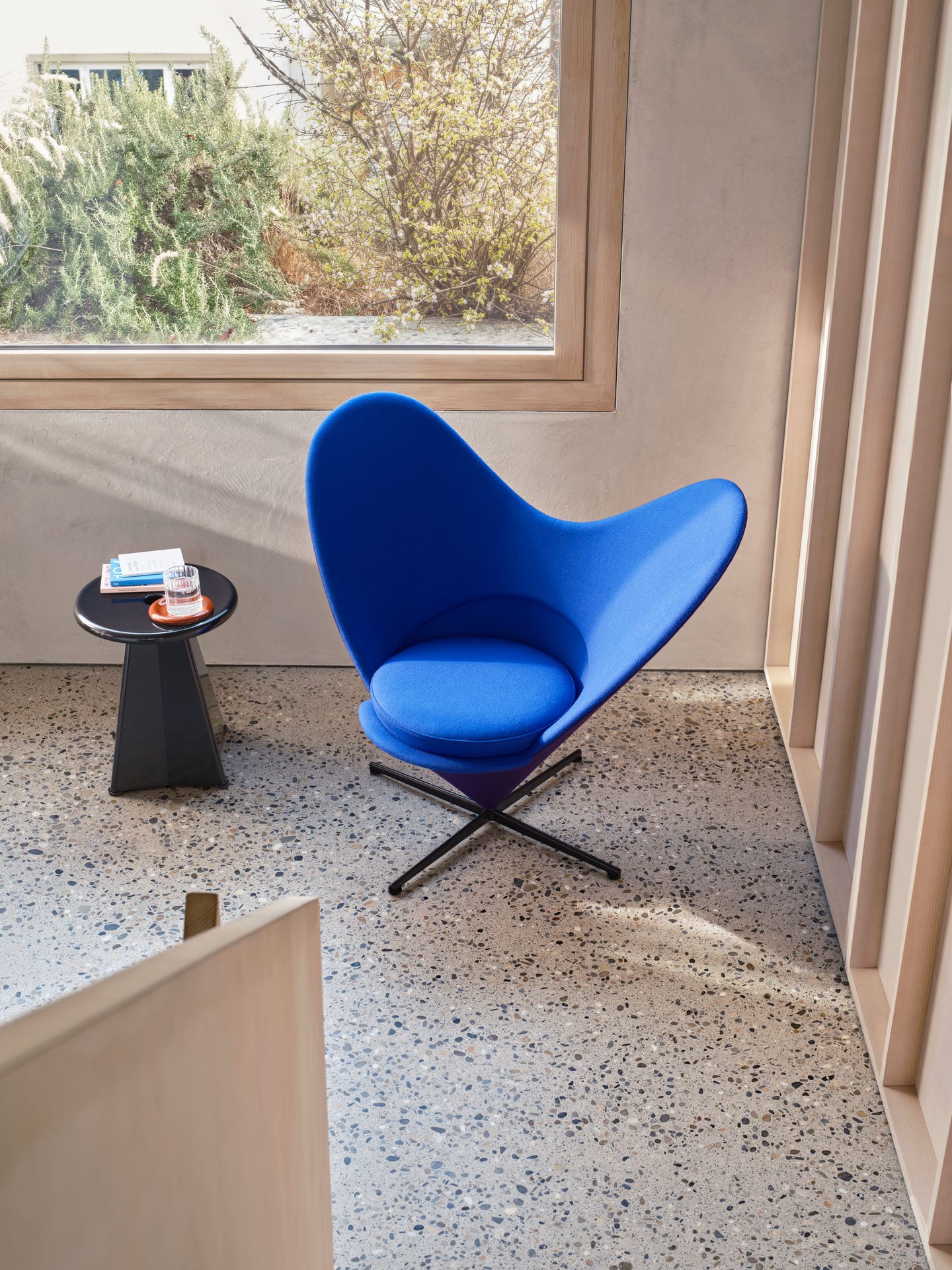 Heart Cone Chair Anniversary Edition 2026, Verner Panton for Vitra, duo-tone blue and purple upholstery