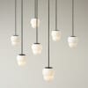 Fall pendant lamp by John Astbury for Pholc, opal glass globe with straight-cut silhouette
