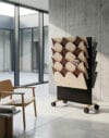 Päre FS/C freestanding room divider on castors by MottoWasabi for Vivero, felt panels with cut-out pattern