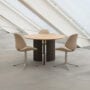 Wing Table Round Oak Council Chair